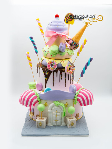 Renkli Şekerlemeler Tasarım Pasta