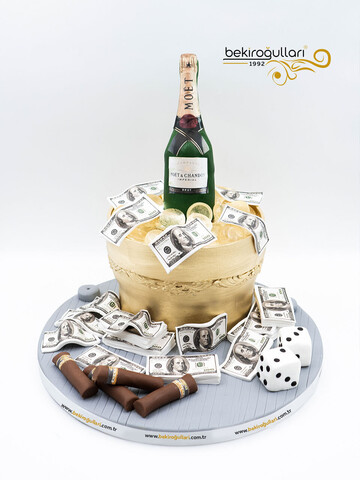 Şampanya ve Buz kovası Konsept Pasta