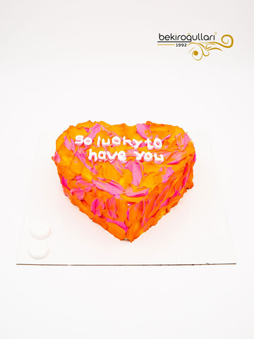 Turuncu Kalp Naked Sıvama Pasta