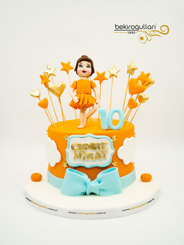 Turuncu Kalpli Figür Pasta