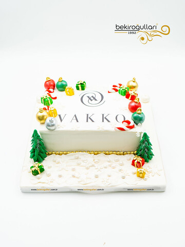Yılbaşı Süslemeli Resimli Pasta