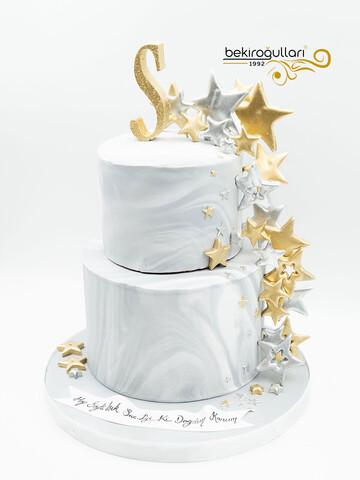 Yıldız Detaylı Nişan Konsept Pasta