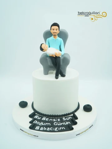 Baba Ve Bebek Figürlü Butik Pasta