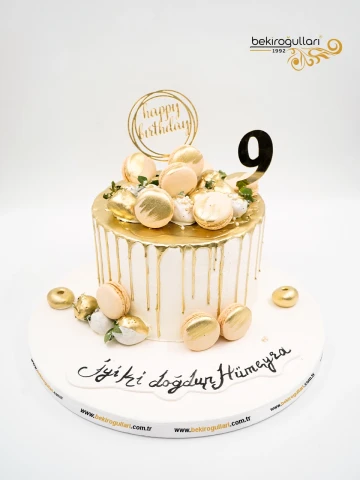 Gold Ve Macaron Tasarım Butik Pasta