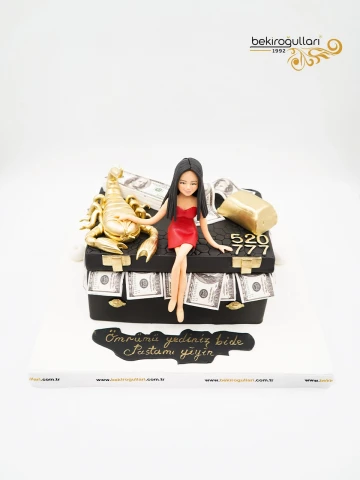 Kadın Figür Dolar Çanta Butik Pasta