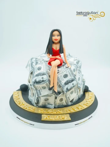 Kadın Figür Ve Dolarlar Butik Pasta