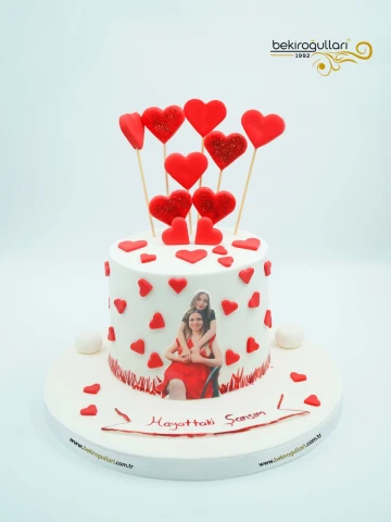 Kişisel Fotoğraf Detay Kalpli Butik Pasta