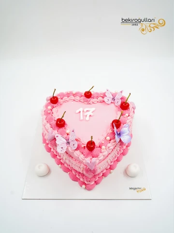 Pembe Kalp Naked Cake