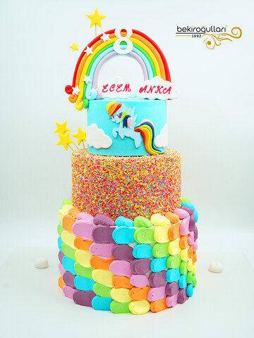 Renkli Pony Tasarım Pasta