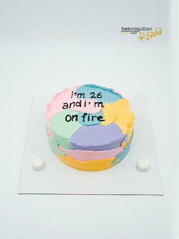 Renkli Yazılı Sıvama Pasta