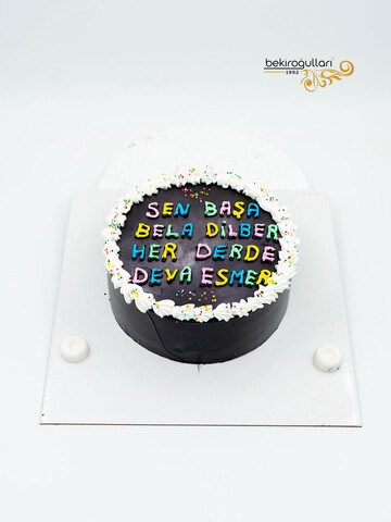 Siyah Renkli Yazılı Sıvama Pasta