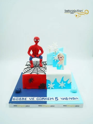 Spiderman ve Elsa Butik Pasta