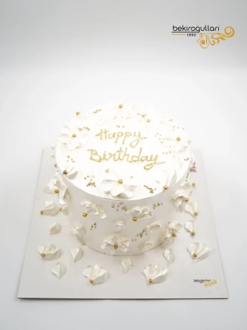 Beyaz Çiçek Gold Detay Naked Pasta
