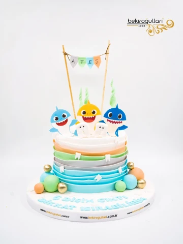 Baby Shark Konsept Diş Buğdayı Pastası
