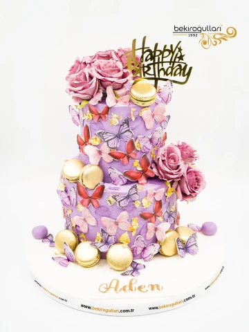 Kelebek Ve Çiçek Detay Butik Pasta