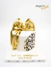 Leopar Ve Gold Kurdele Tasarım Pasta